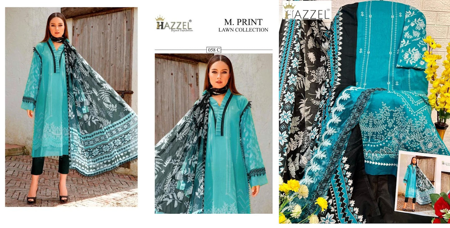 58 Hazzel Pure Cotton Pakistani Patch Work Suits