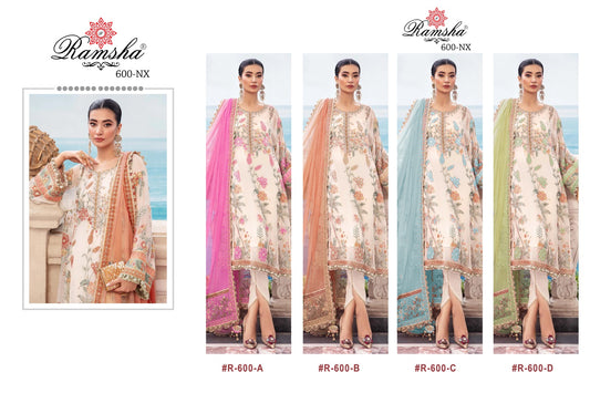 600 Nx Ramsha Georgette Pakistani Salwar Suits