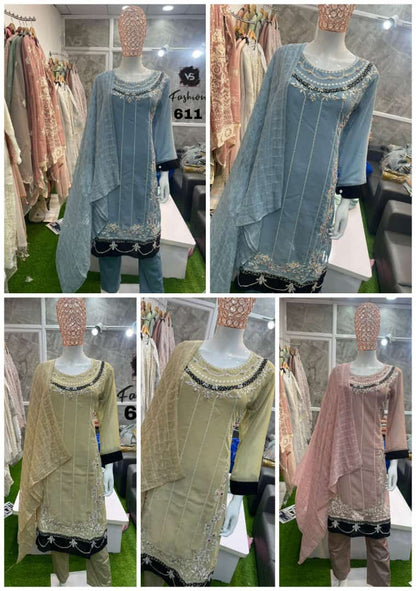 611 Vs Fashion Georgette Pakistani Readymade Suits