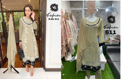611 Vs Fashion Georgette Pakistani Readymade Suits