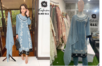 611 Vs Fashion Georgette Pakistani Readymade Suits