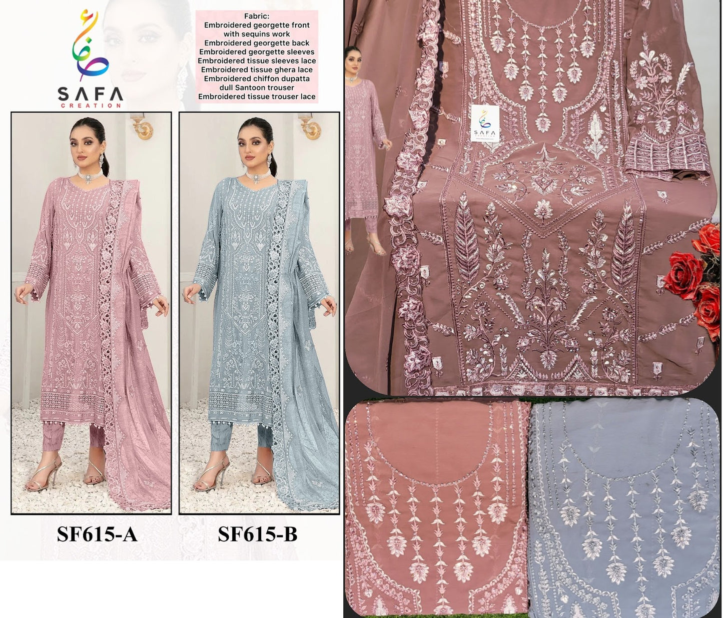 615 Safa Creation Georgette Pakistani Salwar Suits