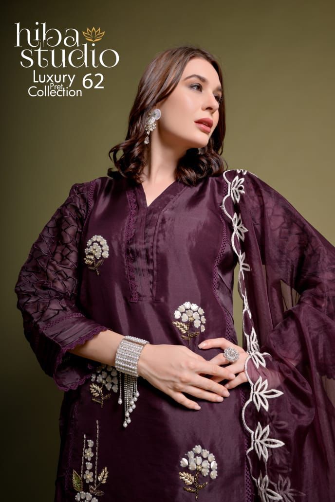 62-Colours Hiba Studio Organza Pakistani Readymade Suits