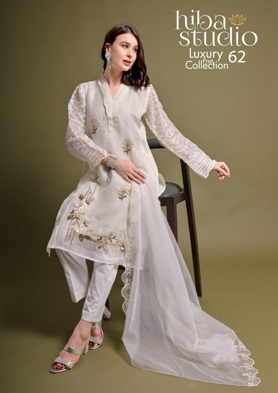 62-Colours Hiba Studio Organza Pakistani Readymade Suits