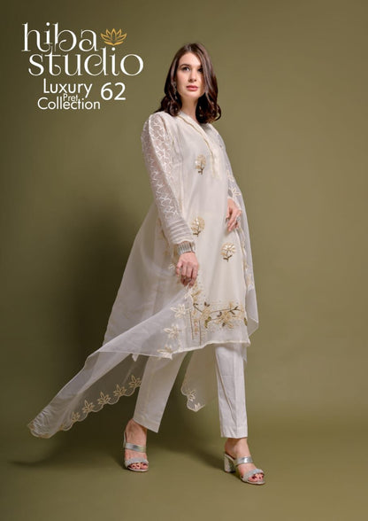 62-Colours Hiba Studio Organza Pakistani Readymade Suits