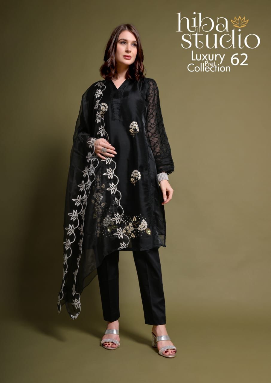 62-Colours Hiba Studio Organza Pakistani Readymade Suits