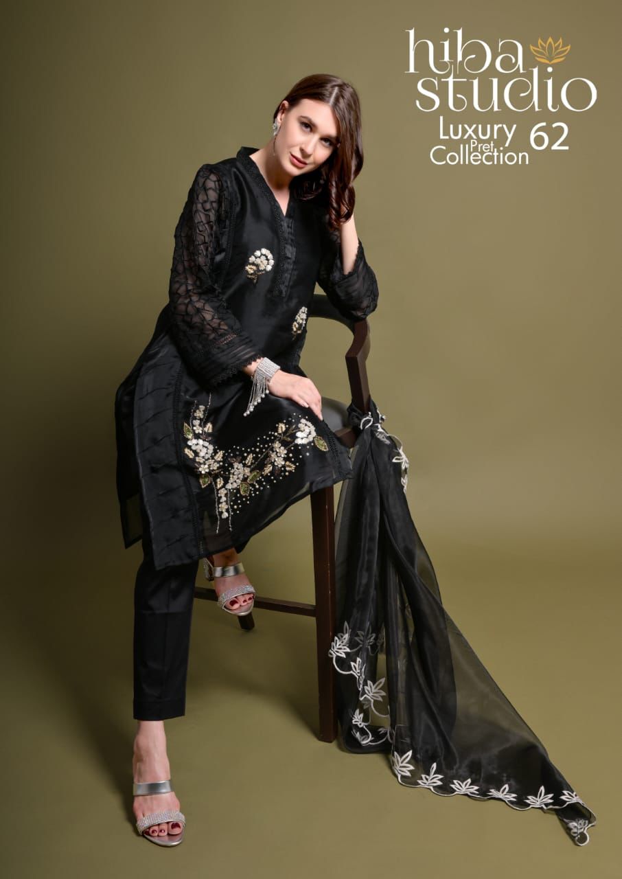 62-Colours Hiba Studio Organza Pakistani Readymade Suits