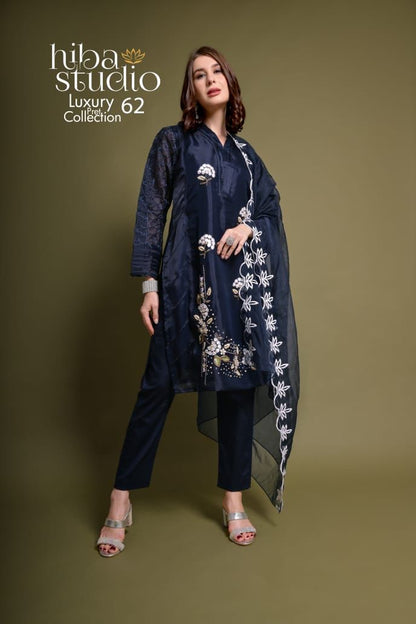 62-Colours Hiba Studio Organza Pakistani Readymade Suits