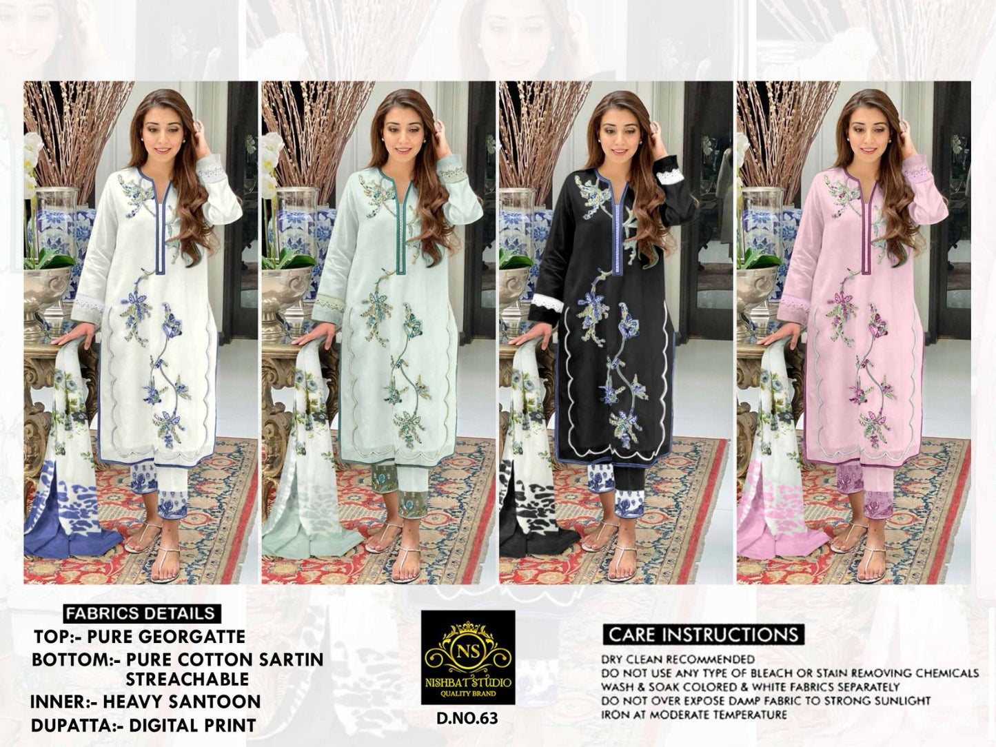 63 Nishbat Studio Georgette Pakistani Readymade Suits