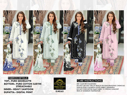 63 Nishbat Studio Georgette Pakistani Readymade Suits