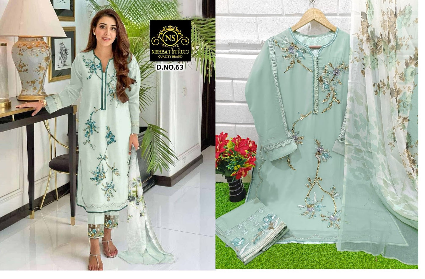 63 Nishbat Studio Georgette Pakistani Readymade Suits