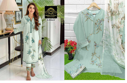 63 Nishbat Studio Georgette Pakistani Readymade Suits