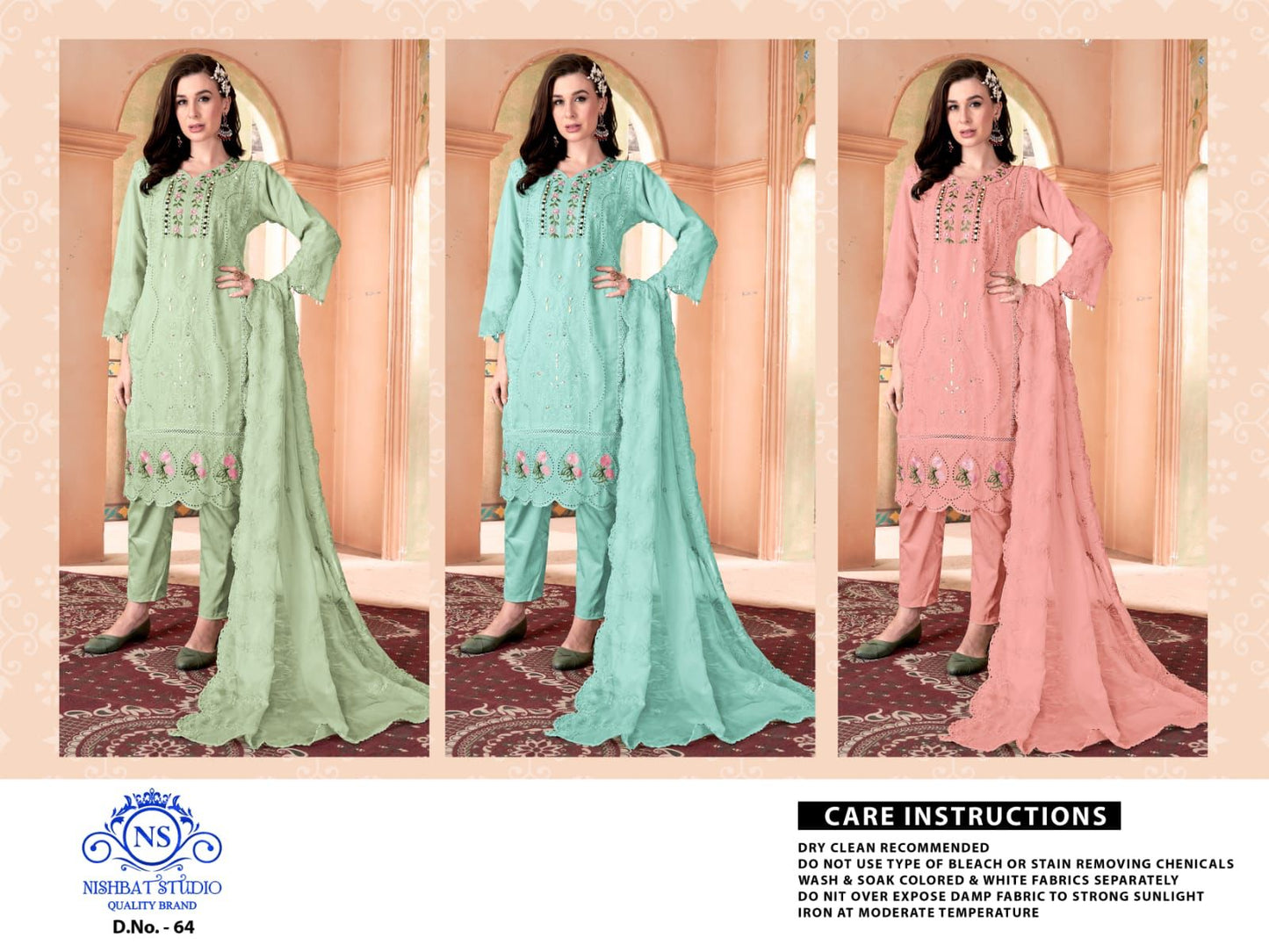 64 Nishbat Studio Organza Pakistani Readymade Suits