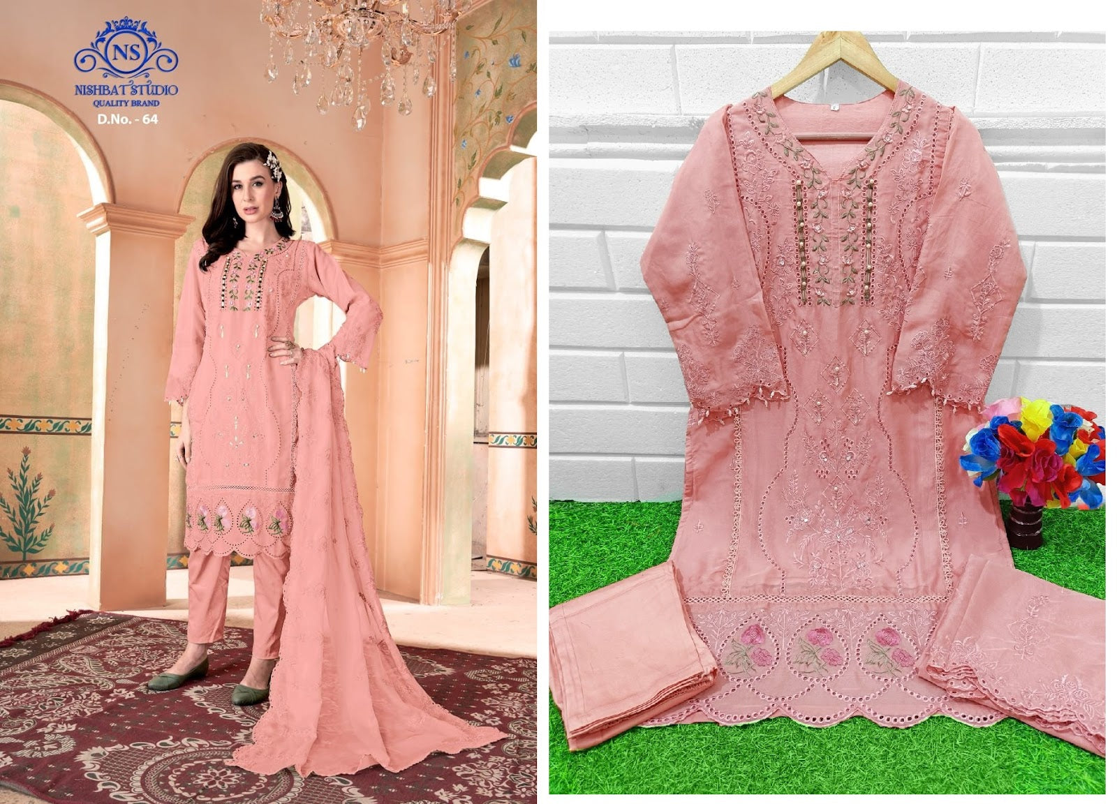 64 Nishbat Studio Organza Pakistani Readymade Suits