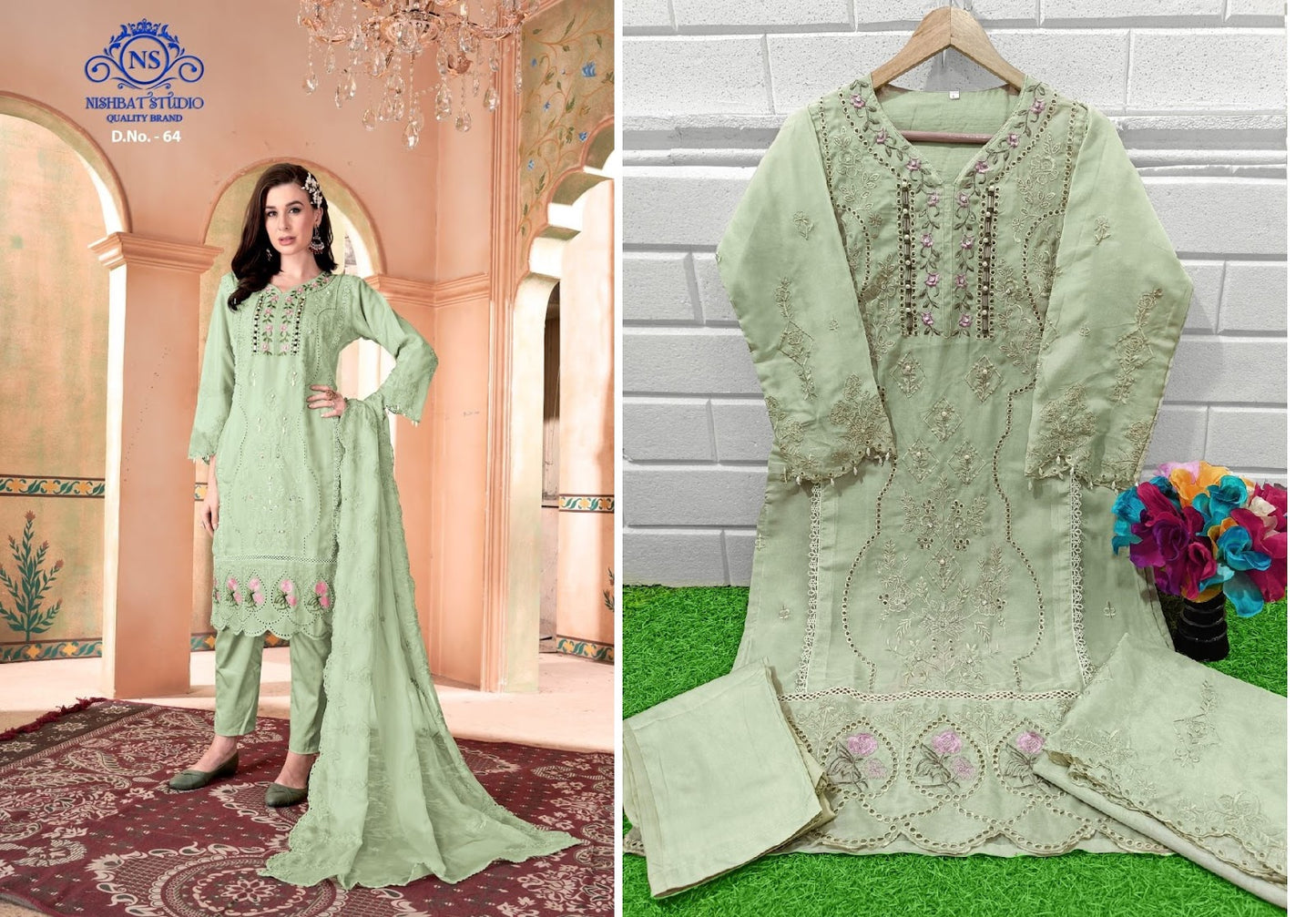 64 Nishbat Studio Organza Pakistani Readymade Suits
