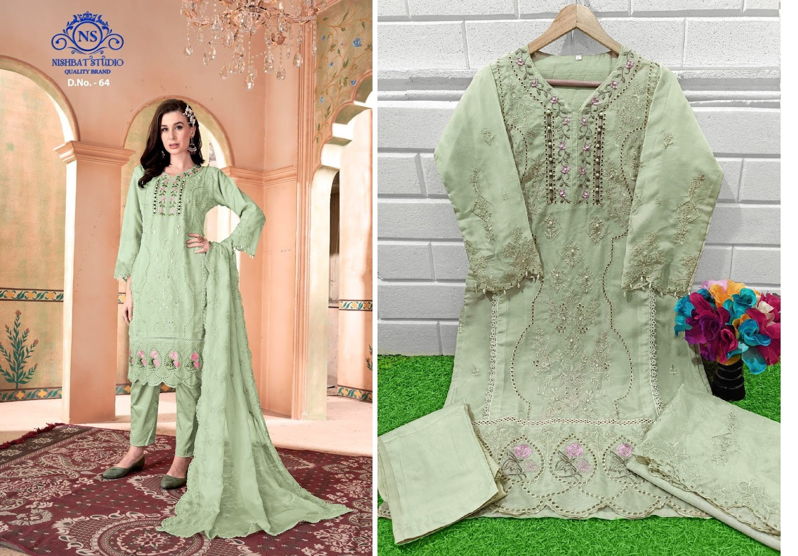 64 Nishbat Studio Organza Pakistani Readymade Suits