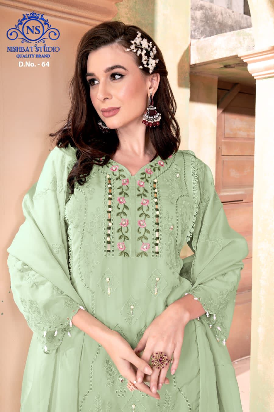 64 Nishbat Studio Organza Pakistani Readymade Suits