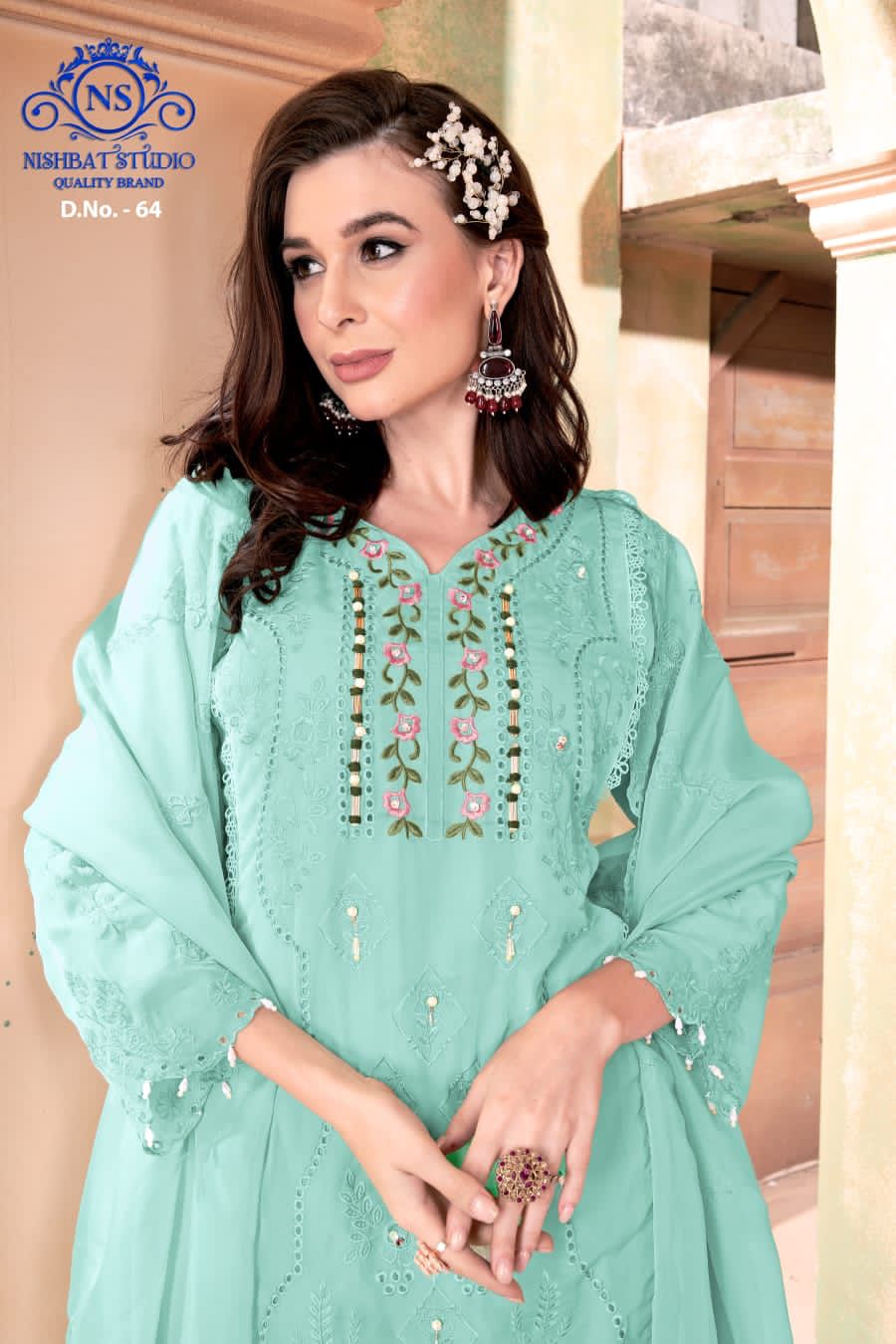 64 Nishbat Studio Organza Pakistani Readymade Suits