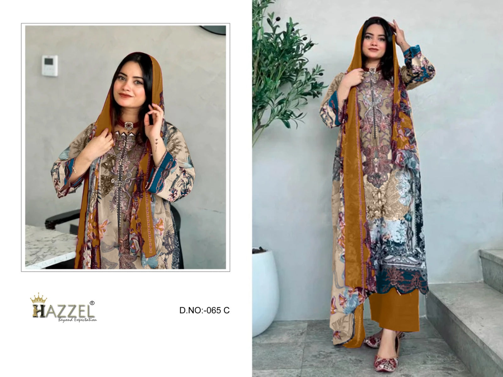 65 Hazzel Cotton Pakistani Patch Work Suits