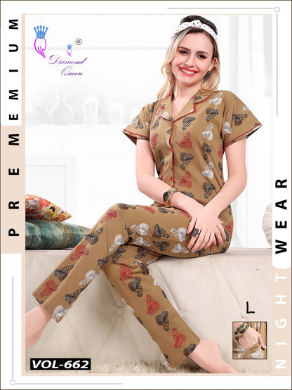 662 Diamond Queen Sinker Collar Night Suits