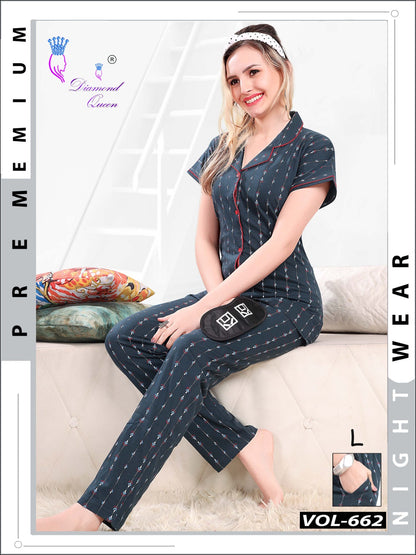 662 Diamond Queen Sinker Collar Night Suits