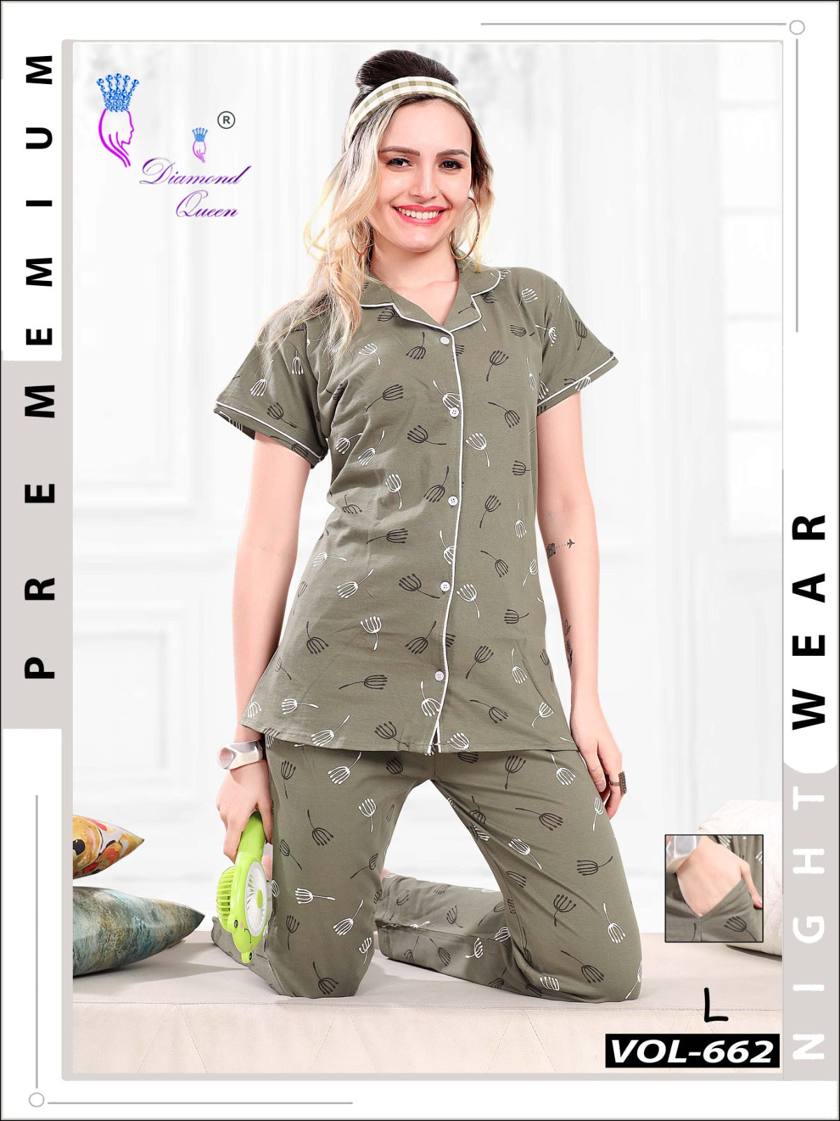 662 Diamond Queen Sinker Collar Night Suits