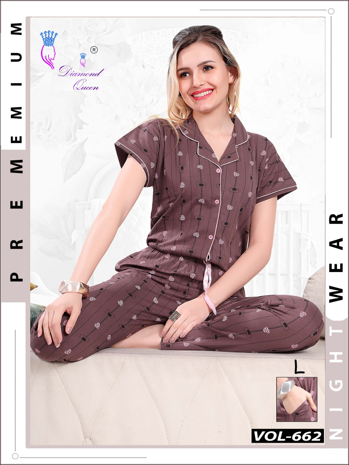 662 Diamond Queen Sinker Collar Night Suits