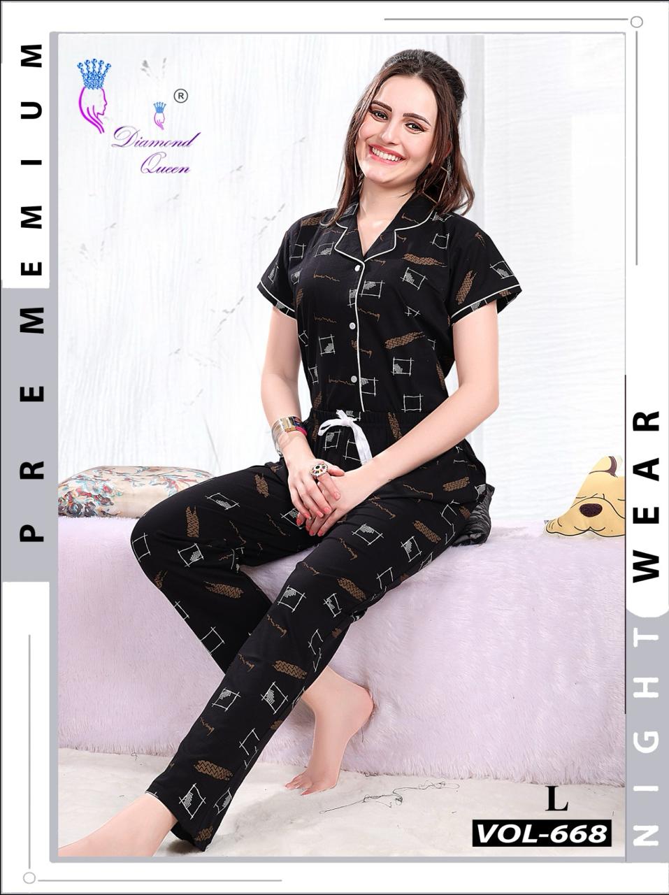 668 Diamond Queen Sinker Collar Night Suits