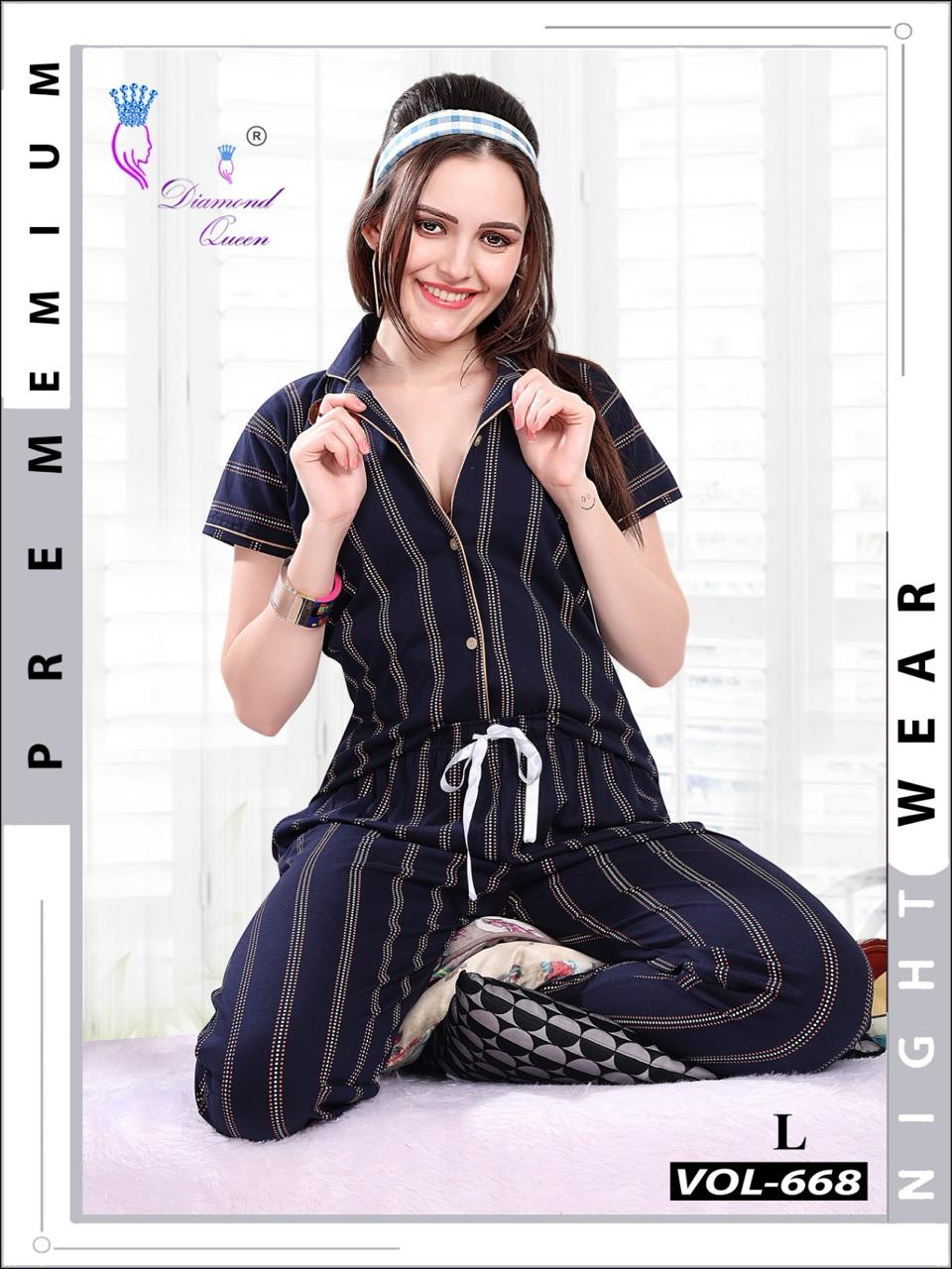 668 Diamond Queen Sinker Collar Night Suits