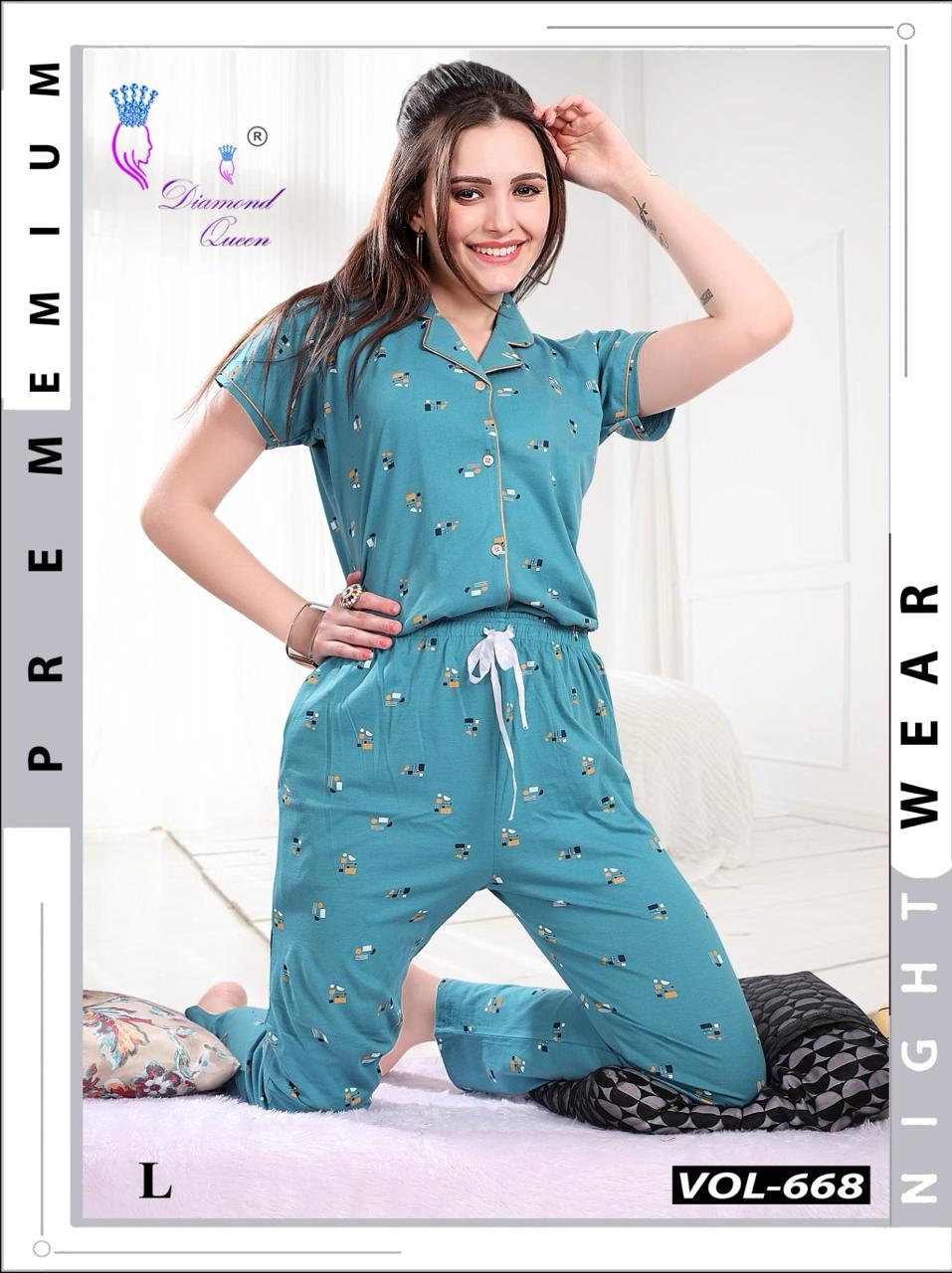 668 Diamond Queen Sinker Collar Night Suits