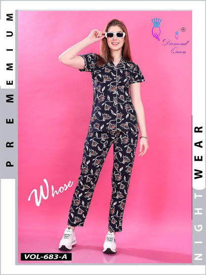 683 Diamond Queen Sinker Collar Night Suits