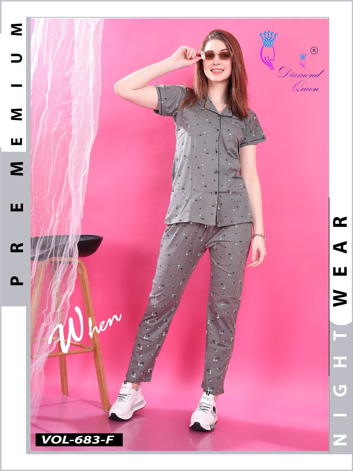 683 Diamond Queen Sinker Collar Night Suits