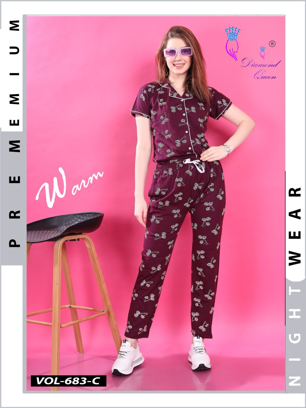 683 Diamond Queen Sinker Collar Night Suits