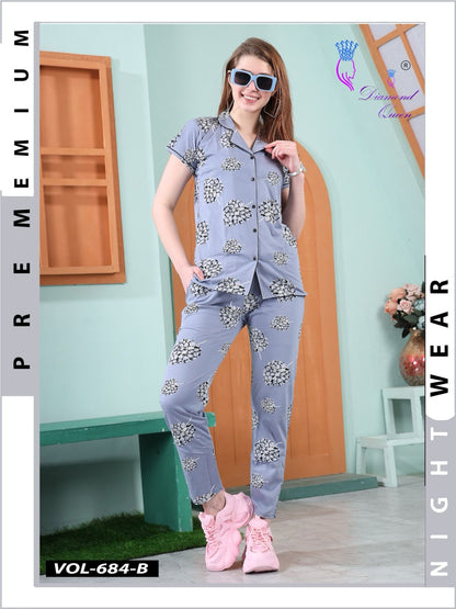 684 Diamond Queen Sinker Collar Night Suits