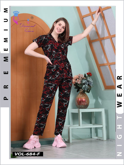 684 Diamond Queen Sinker Collar Night Suits