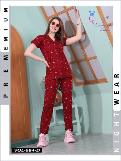 684 Diamond Queen Sinker Collar Night Suits