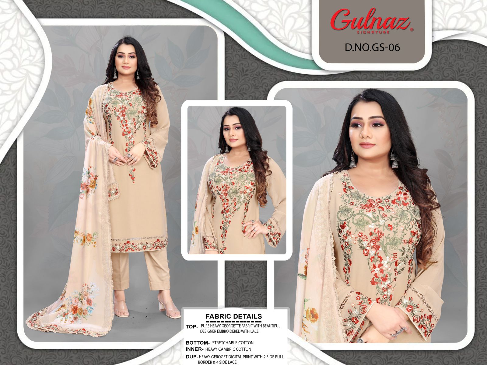 6 Gulnaz Georgette Pakistani Readymade Suits