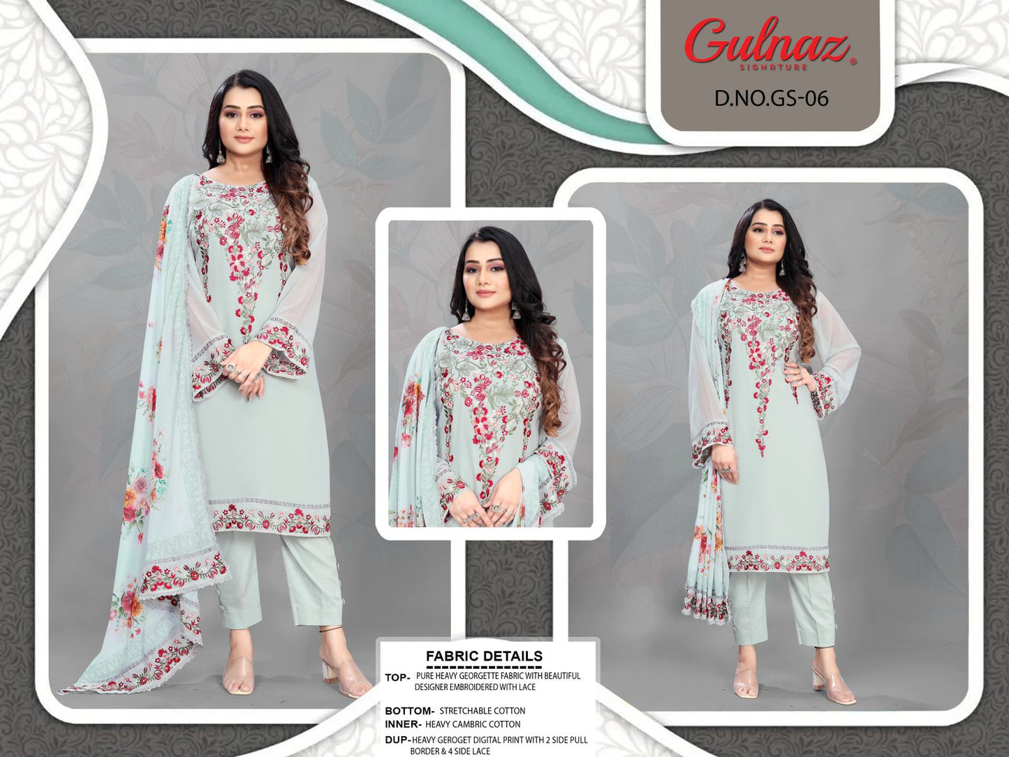 6 Gulnaz Georgette Pakistani Readymade Suits