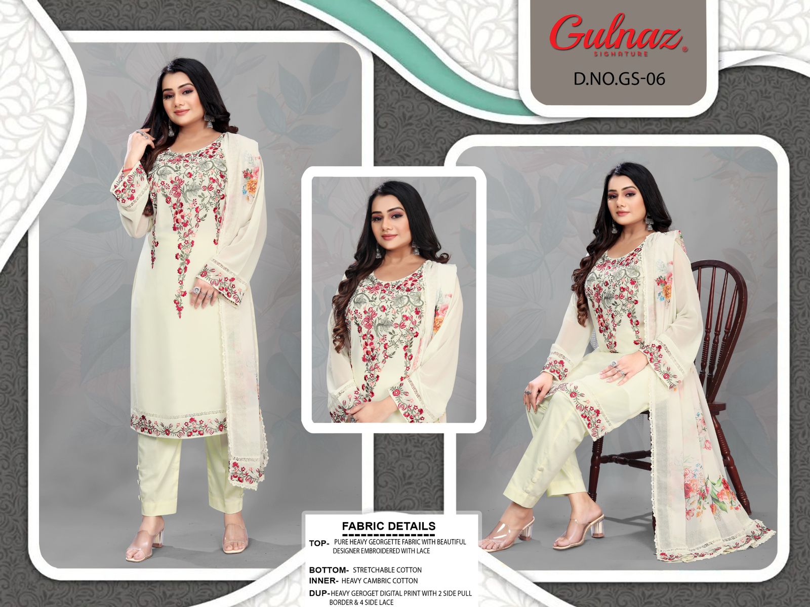 6 Gulnaz Georgette Pakistani Readymade Suits