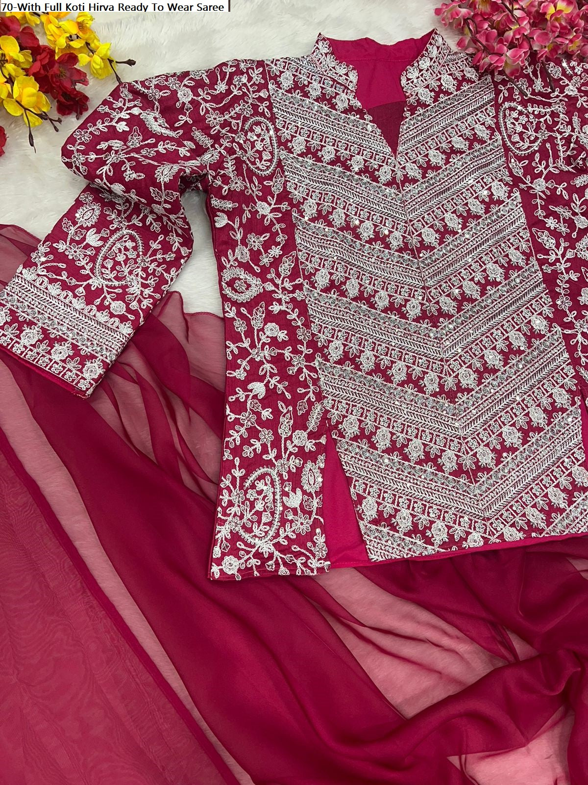 70-With Full Koti Hirva Banglori Ready To Wear Saree