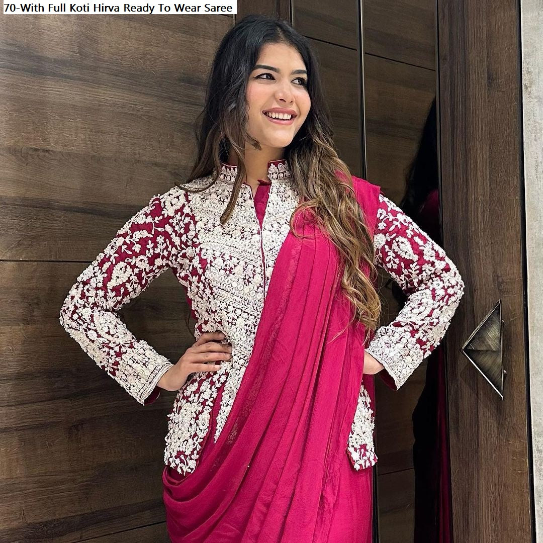 70-With Full Koti Hirva Banglori Ready To Wear Saree