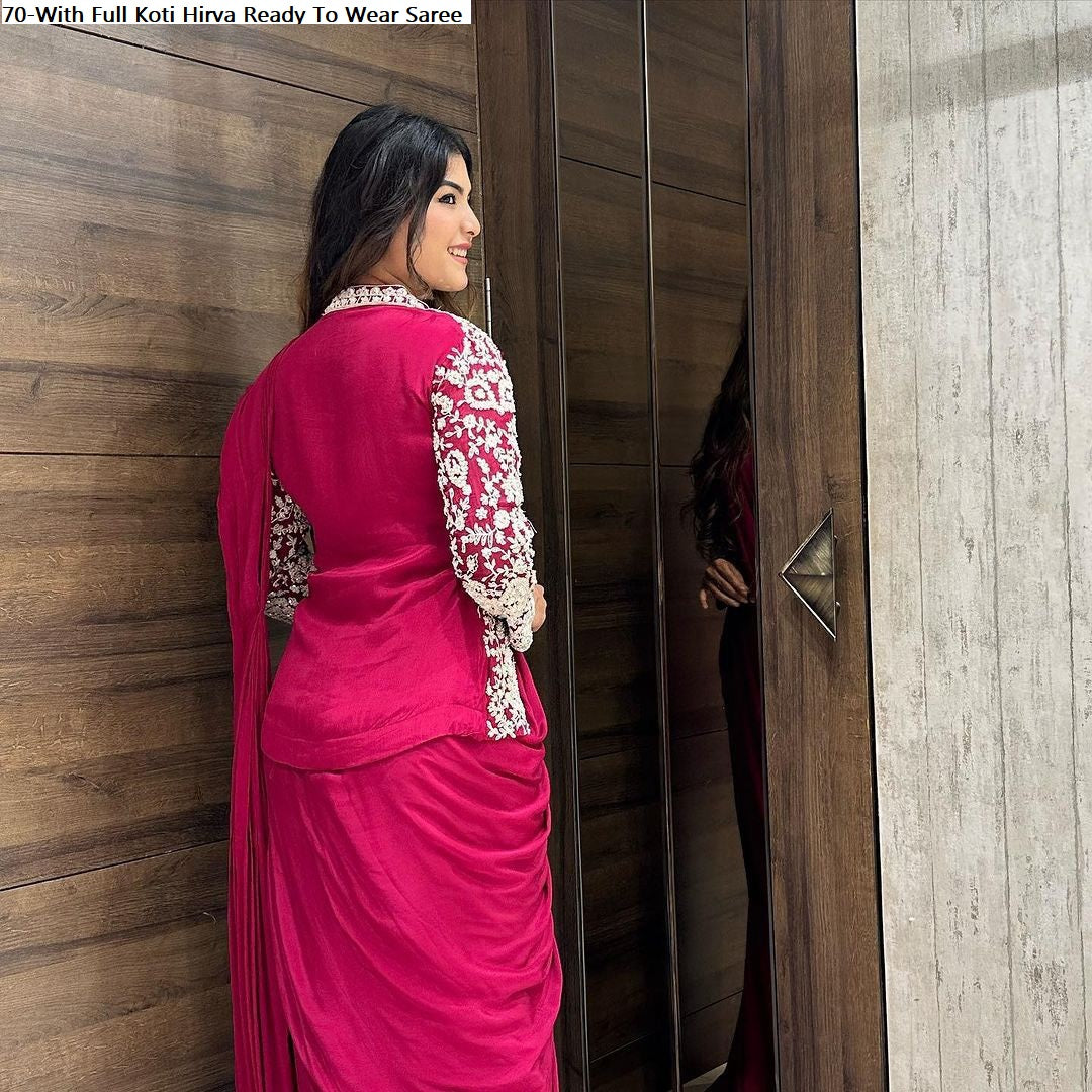 70-With Full Koti Hirva Banglori Ready To Wear Saree