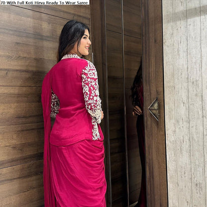 70-With Full Koti Hirva Banglori Ready To Wear Saree