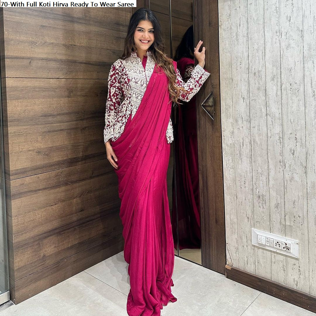 70-With Full Koti Hirva Banglori Ready To Wear Saree