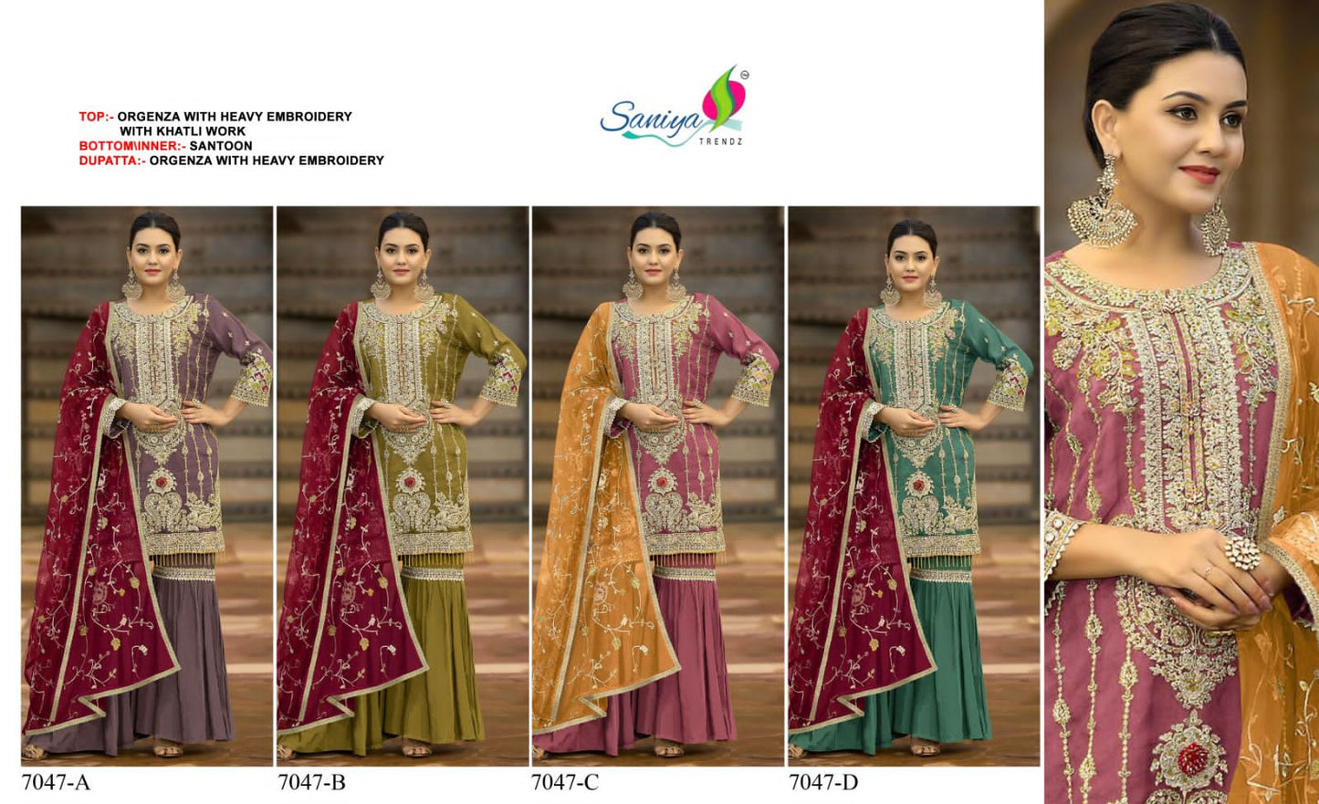 7047 Saniya Trendz Organza Pakistani Salwar Suits