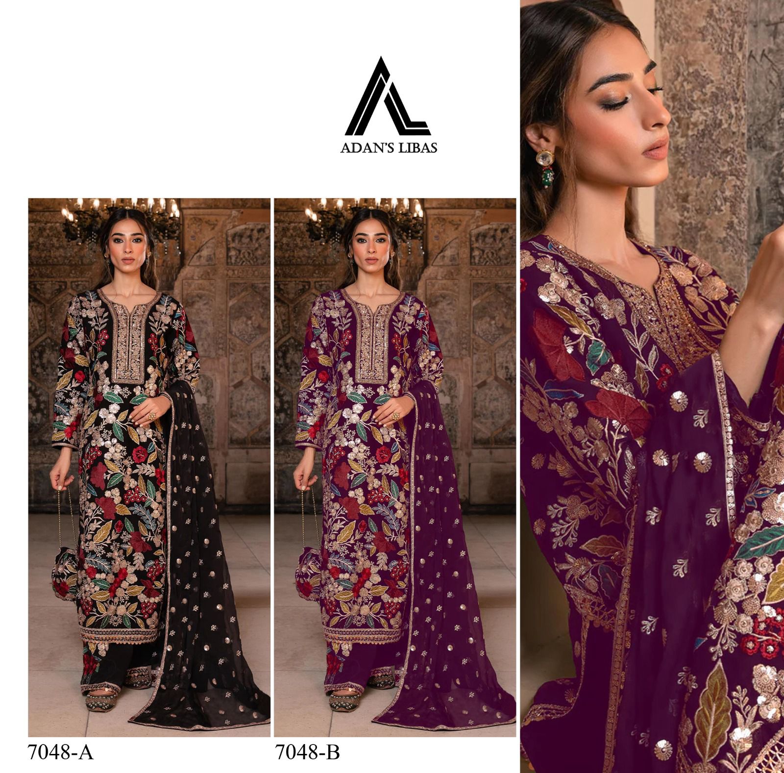 7048 Adans Libas Fox Georgette Pakistani Salwar Suits