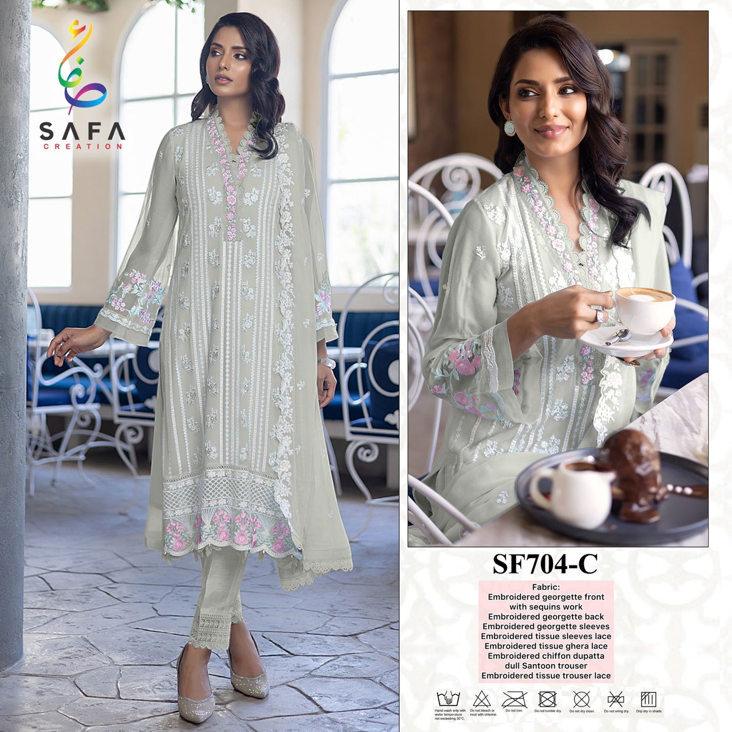 704 Safa Creation Georgette Pakistani Salwar Suits