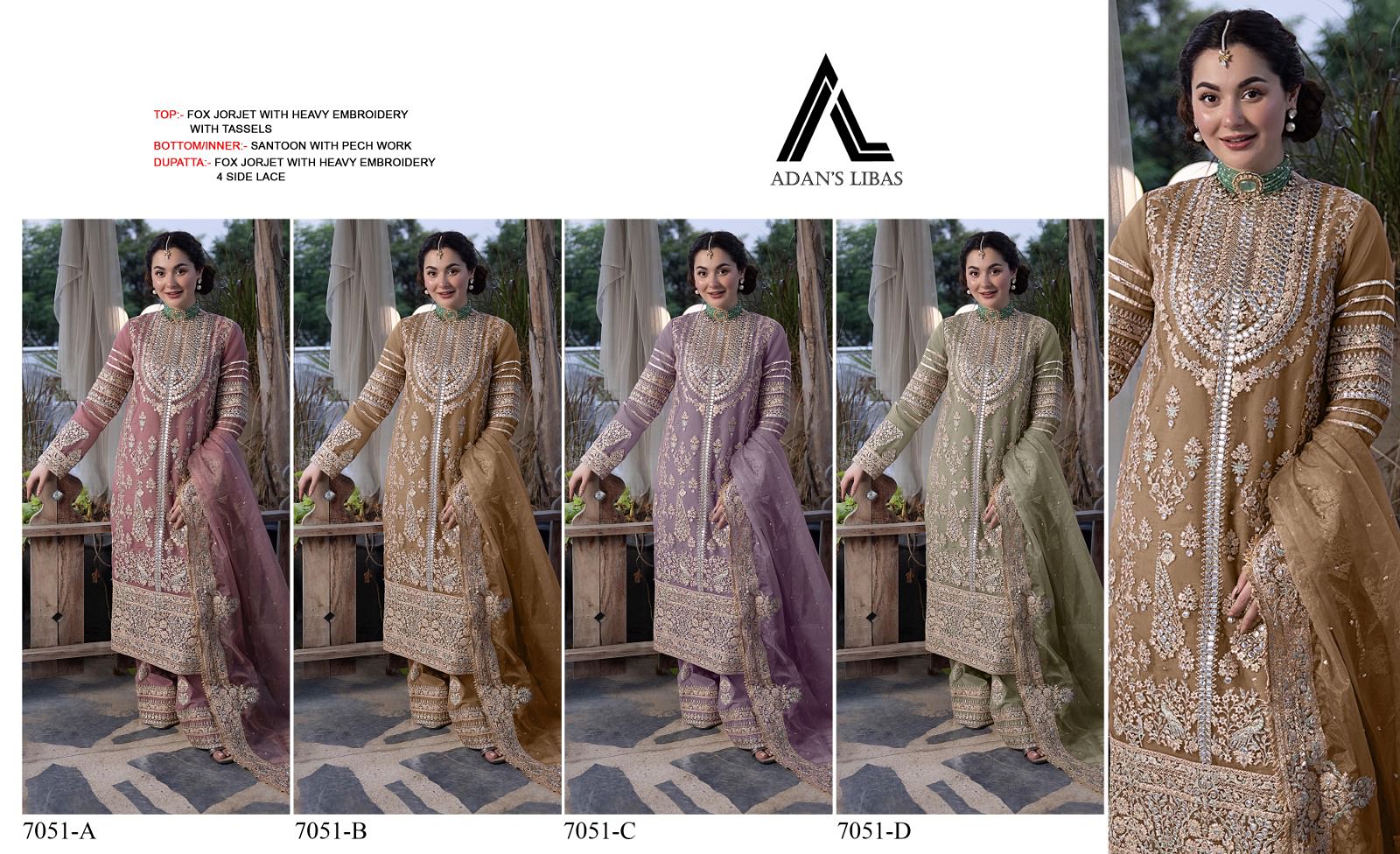 7051 Adans Libas Georgette Pakistani Salwar Suits