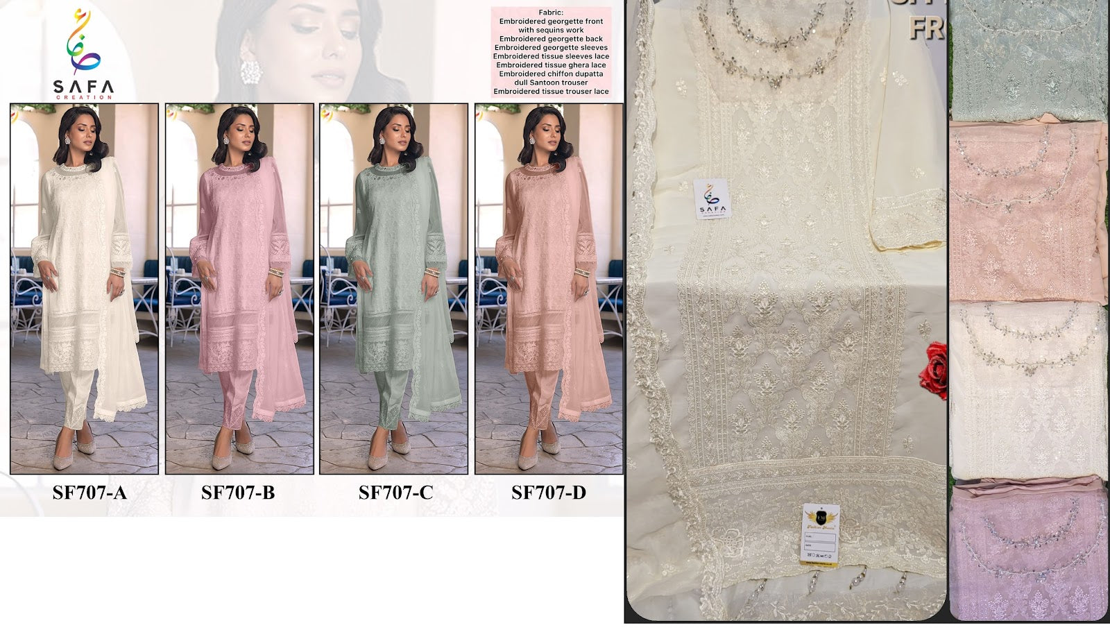 707 Safa Creation Georgette Pakistani Salwar Suits