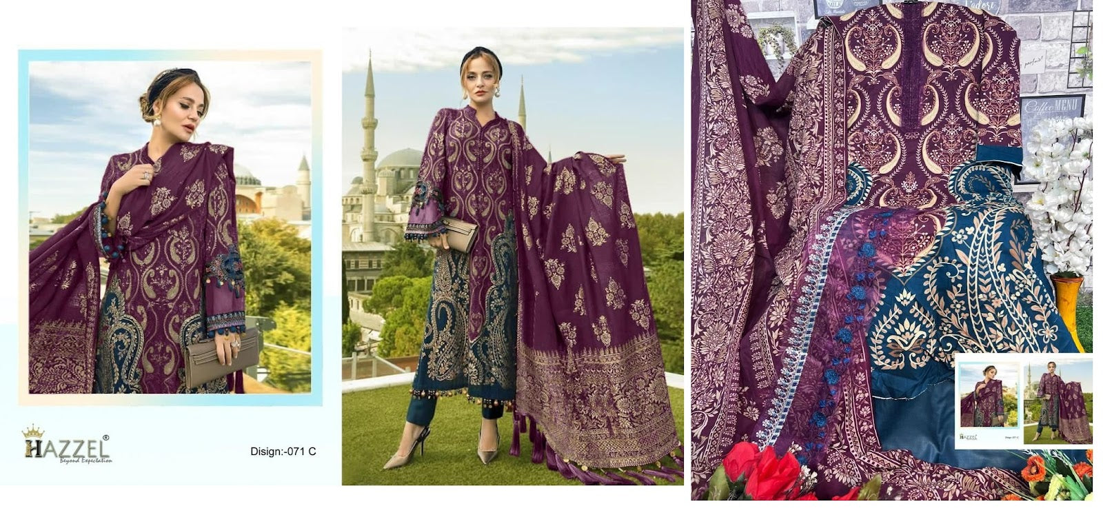 71- Maria B Lawn Hazzel Cotton Pakistani Patch Work Suits
